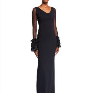 Chiara Boni La Petite RobeV Neck Long Sleeve Gown